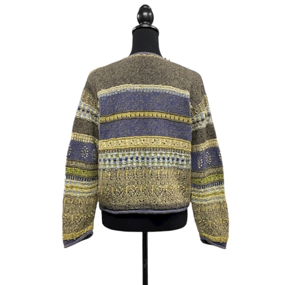 Sigrid Olsen Vintage 90s Hand Knit Cardigan Size L Button Front Beaded Sweater - Picture 8 of 12